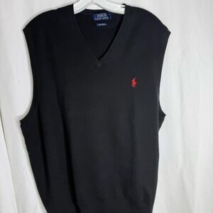 Ralph Lauren Black and Red V-Neck Sweater